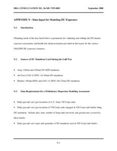 HRA CONSULTATION NO. 26-MF-7555-00D  September 2000 APPENDIX N - Data Input for Modeling DU Exposures N.1