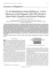 IEEE TRANSACTIONS ON MAGNETICS, VOL. 41, NO. 6, JUNEAdvances in Magnetics Co–Fe Metal/Native-Oxide Multilayers: A New
