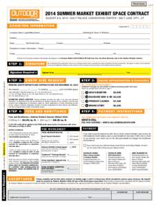 Print Form  1 of[removed]summer market exhibit space contract August 6-9, 2014 • Salt palace convention center • salt lake city, UT