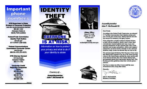 Important phone numbers IDENTITY THEFT