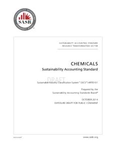 TM  SUSTAINABILITY ACCOUNTING STANDARD RESOURCE TRANSFORMATION SECTOR  CHEMICALS