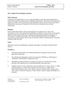 Microsoft Word - JICA St Personal Hygiene & Dress Policy.doc