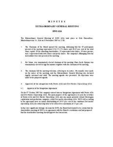 DNO International / Business law / United Kingdom company law / Pertra / Board of directors / Articles of association / Berge G. Larsen / Law / Corporations law / Business / Private law