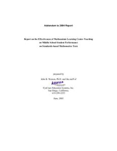 Microsoft Word - Mathnasium Experimental Study Report[removed]Hawaii Addendum rev A.doc