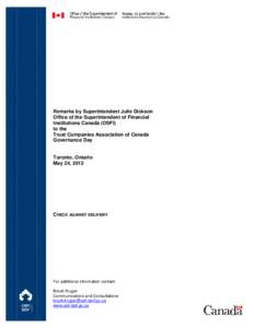 Risk / Corporate governance / Management / Audit committee / Committees / Actuarial science / Internal audit / Office of the Superintendent of Financial Institutions / Audit / Auditing / Business / Corporations law