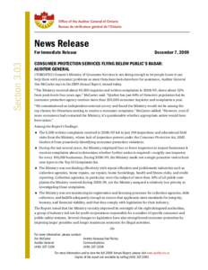 News Release Section 3.03 For Immediate Release 	  December 7, 2009