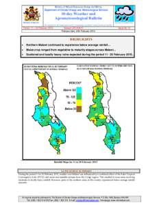 Ministry of Natural Resources Energy and Mining  Department of Climate Change and Meteorological Services 10-day Weather and Agrometeorological Bulletin