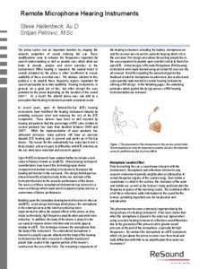 Remote Microphone Hearing Instruments Steve Hallenbeck, Au.D. Srdjan Petrovic, M.Sc. The pinna carries out an important function by shaping the acoustic properties of sound entering the ear. These modifications serve to 