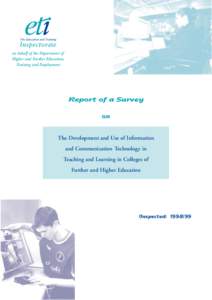 on behalf of the Department of Higher and Further Education, Training and Employment Report of a Survey on