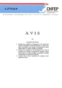 AAVIS sur le projet de loi portant 1.