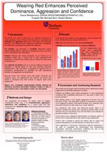 Wearing Red Enhances Perceived Dominance, Aggression and Confidence Diana Wiedemann (), Russell Hill, Michael Burt, Robert Barton  3 Results