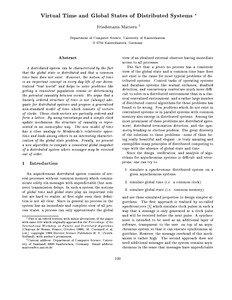 Virtual Time and Global States of Distributed Systems Friedemann Mattern y Department of Computer Science, University of Kaiserslautem