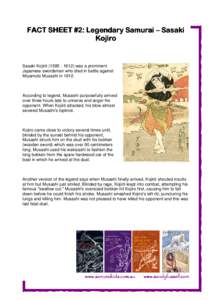 Japan / Literature / Miyamoto Musashi in fiction / Musashi: Samurai Legend / Samurai / Sasaki Kojirō / Japanese people