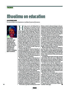 TANZANIA  Mwalimu on education BY DR MARIA KAMM FOUNDER AND EXECUTIVE CHAIRPERSON OF THE MAMA CLEMENTINA FOUNDATION