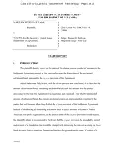 Case 1:99-cv[removed]EGS Document 646 Filed[removed]Page 1 of 13  IN THE UNITED STATES DISTRICT COURT FOR THE DISTRICT OF COLUMBIA MARILYN KEEPSEAGLE, et al., Plaintiffs,