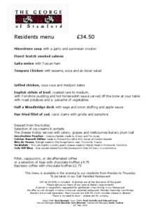 Residents menu  £34.50