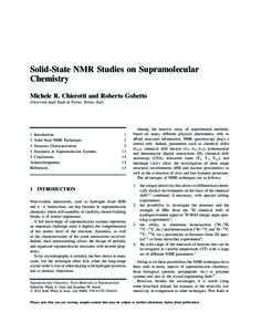 Solid-State NMR Studies on Supramolecular Chemistry Michele R. Chierotti and Roberto Gobetto Universit´a degli Studi di Torino, Torino, Italy  1 Introduction