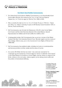 Under-Secretary-General of the United Nations / Violence against women / Special Rapporteur / Human rights / United Nations Security Council Resolution / Declaration on the Elimination of Violence Against Women / Special Representative of the Secretary-General / United Nations / Radhika Coomaraswamy / United Nations Secretariat