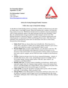 Public safety / Disaster preparedness / Humanitarian aid / Architecture / Preservation / Cultural heritage / Damp / Federal Emergency Management Agency / Museology / Occupational safety and health / Emergency management