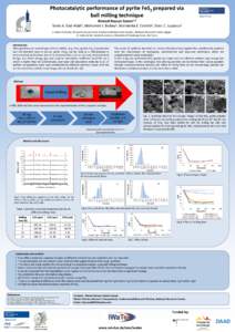 Photocatalytic performance of pyrite FeS2 prepared via ball milling technique Ahmed Hassan Salem1,2 Tarek A. Gad-Allah1, Mohamed I. Badwy1, Marianela E. Castillo2, Doru C. Lupascu2 1: Water Pollution Research Department,