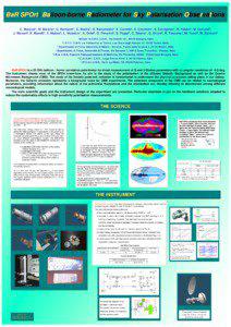 BaR SPOrt: Balloon-borne Radiometer for Sky Polarisation Observations C. Macculi1, M. Baralis2, G. Bernardi1, G. Boella3, S. Bonometto3, E. Carretti1, S. Cecchini1, S. Cortiglioni1, R. Fabbri4, M. Gervasi3, J. Monari5, E. Morelli1, V. Natale6, L. Nicastro7, A. Orfei5, O. Peverini2, S. Poppi5, C. Sbarra1, G. Sironi3, R. Tascone2, M. Tucci3, M. Zannoni3