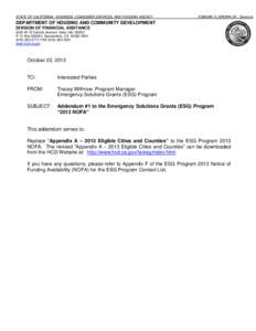 STATE OF CALIFORNIA - BUSINESS, CONSUMER SERVICES, AND HOUSING AGENCY  EDMUND G. BROWN JR., Governor DEPARTMENT OF HOUSING AND COMMUNITY DEVELOPMENT DIVISION OF FINANCIAL ASSITANCE
