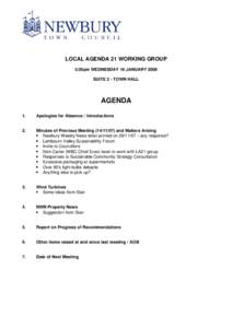 LOCAL AGENDA 21 WORKING GROUP 5:30pm WEDNESDAY 16 JANUARY 2008 SUITE 2 - TOWN HALL AGENDA 1.