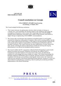 EN  COUCIL OF THE EUROPEA UIO  Council conclusions on Georgia