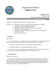 DoD Directive[removed], January 2, 2008; Certified Current through January 2, 2015