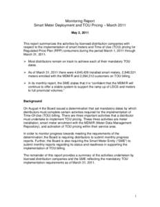 Smart Meter Deployment and the Application of Time of Use Pricing