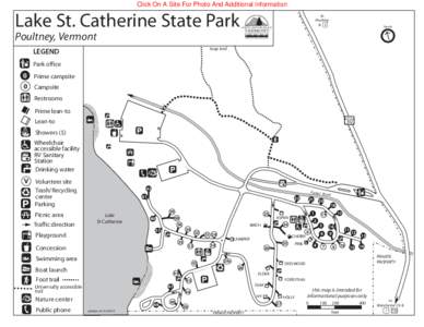 Click On A Site For Photo And Additional Information  Lake St. Catherine State Park to Poultney