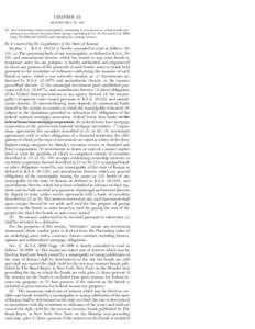 CHAPTER 54 SENATE BILL No. 415 AN ACT concerning certain municipalities; pertaining to investment in certain bonds; pertaining to investment of certain bond income; amending K.S.A[removed]and K.S.A[removed]Supp[removed]an