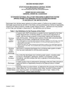 SECOND REVISED DRAFT STATE WATER RESOURCES CONTROL BOARD 1001 I Street, Sacramento, California[removed]http://www.waterboards.ca.gov/water_issues/programs/npdes  ORDER WQ 2014-XXXX-DWQ