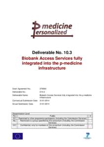 Deliverable NoBiobank Access Services fully integrated into the p-medicine infrastructure  Grant Agreement No.: