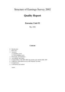 Structure of Earnings Survey 2002 Quality Report Eurostat, Unit F2 May[removed]Contents