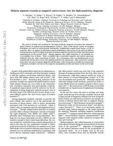 Malaria pigment crystals as magnetic micro-rotors: key for high-sensitivity diagnosis A. Butykai,1 A. Orb´an,1 V. Kocsis,1 D. Szaller,1 S. Bord´acs,1 E. T´atrai-Szekeres,1 L.F. Kiss,2 A. B´ota,3 B.G. V´ertessy,4, 5 