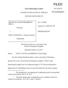 FILED OCT[removed]NOT FOR PUBLICATION UNITED STATES COURT OF APPEALS