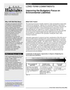 GAO-03-219High Long-Term Commitments: Improving the Budgetary Focus on Environmental Liabilities