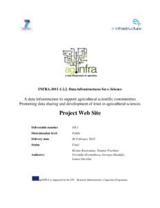 INFRA[removed]Data infrastructures for e-Science  A data infrastructure to support agricultural scientific communities Promoting data sharing and development of trust in agricultural sciences  Project Web Site