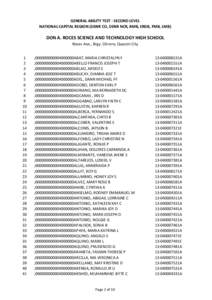 GENERAL ABILITY TEST - SECOND LEVEL NATIONAL CAPITAL REGION (DENR CO, DENR NCR, BMB, ERDB, FMB, LMB) DON A. ROCES SCIENCE AND TECHNOLOGY HIGH SCHOOL Roces Ave., Brgy. Obrero, Quezon City 1