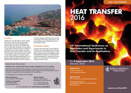 CALL FOR PAPERS  HEAT TRANSFER 2016 © A Vecchi