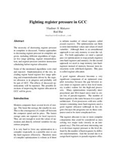 Fighting register pressure in GCC Vladimir N. Makarov Red Hat   Abstract