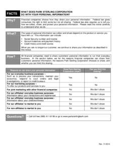 FACTS  WHAT DOES PARK STERLING CORPORATION DO WITH YOUR PERSONAL INFORMATION?  Why?