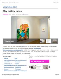 May gallery focus - New York art | Examiner.com:59 PM Examiner.com May gallery focus