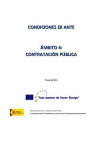 CONDICIONES EX ANTE  ÁMBITO 4: CONTRATACIÓN PÚBLICA  Mayo de 2014