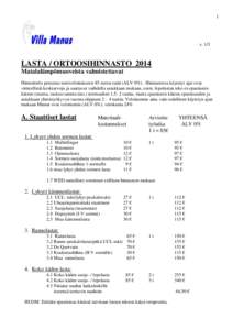 1  s. 1/3 LASTA / ORTOOSIHINNASTO 2014 Matalalämpömuoveista valmistettavat