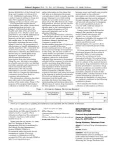 [removed]Federal Register / Vol. 73, No[removed]Monday, November 24, [removed]Notices Section 903(b)(2)(c) of the Federal Food, Drug, and Cosmetic Act (the act) (21 U.S.C. 393(b)(2)(c)) authorizes FDA to