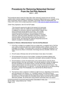 Removal of Network devices from the Cal Poly LAN