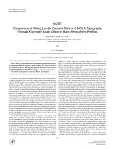 Viking program / Lunae Palus quadrangle / Astrobiology / Viking 1 / Mars Orbiter Laser Altimeter / Mars program / Mars Reconnaissance Orbiter / Mars / Altimeter / Spaceflight / Spacecraft / Space technology