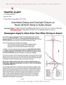 Microsoft Word[removed]Dulles Route 28 Ramp Closure and Delays.doc